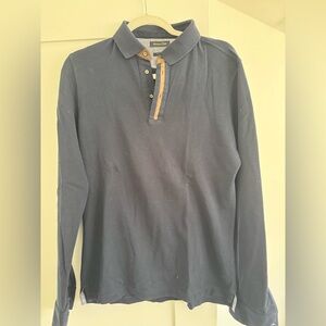 Massimo Dutti Men’s Long Sleeve Polo suede trim